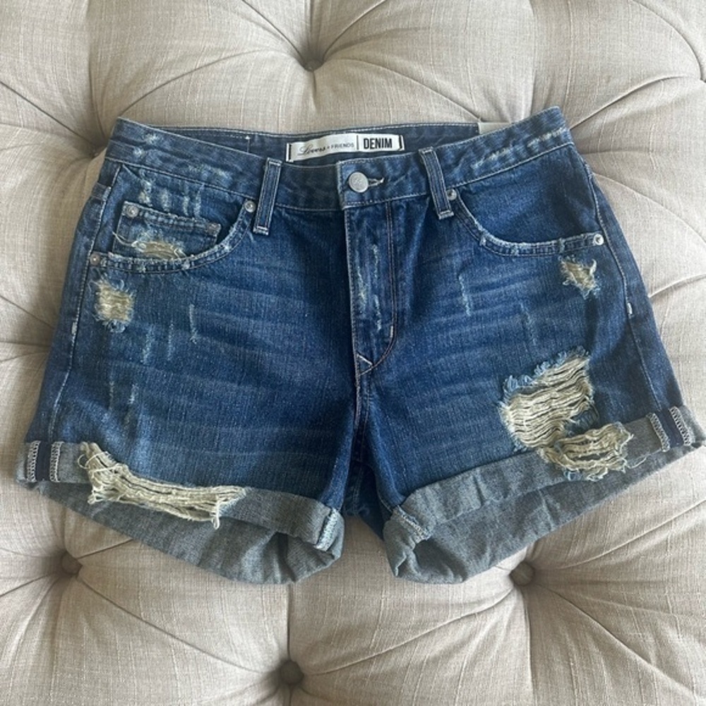 Lovers + Friends Blue Distressed Jean Shorts